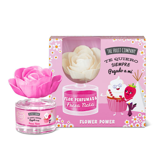 The Fruit Company Fresa Nata Flower Power Strawberry & Cream Scented Diffuser with Pink Rose Design