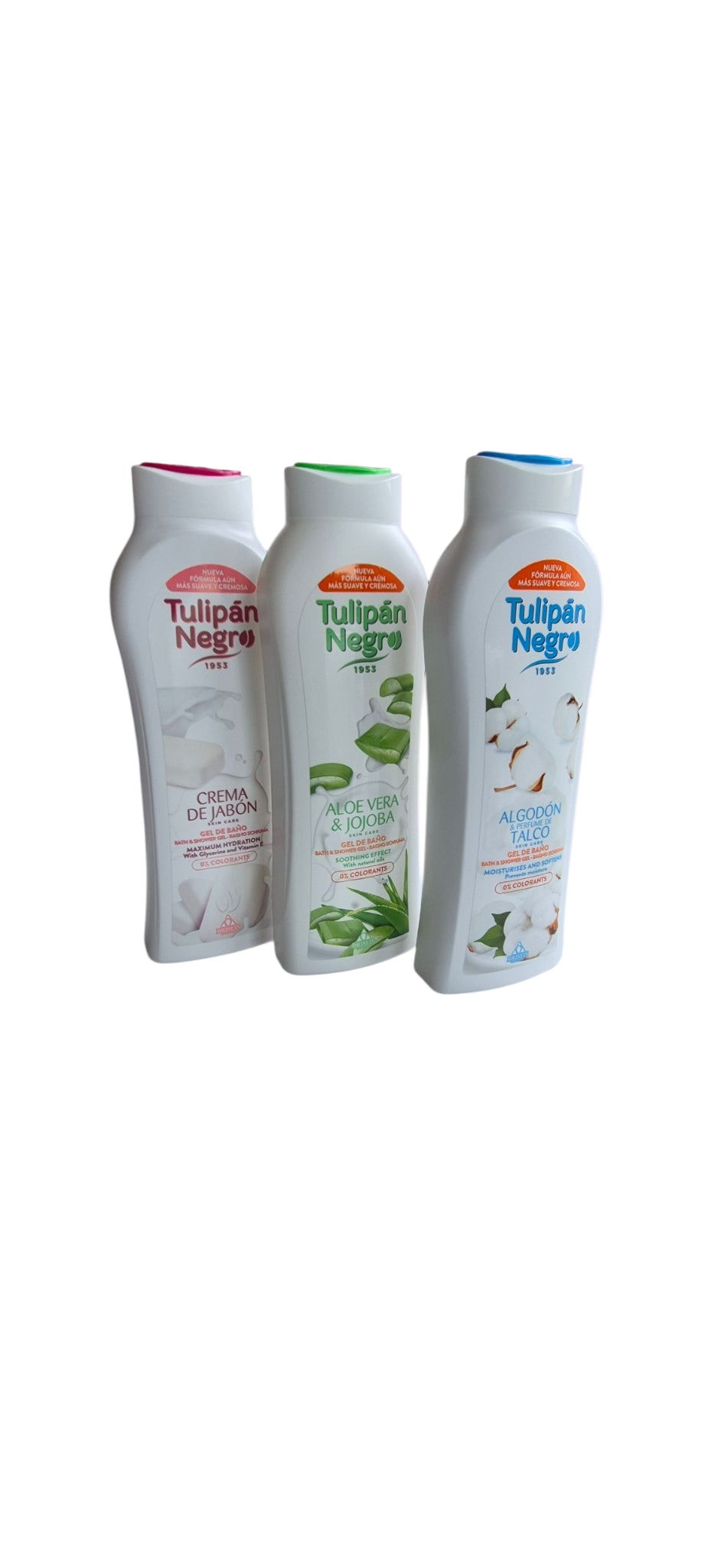 Tulipan Negro Fresh And Clean Scents Shower Gel Bundle Of 3 - Algodon And Talco, Crema De Jabon, Aloe Vera And Jojoba