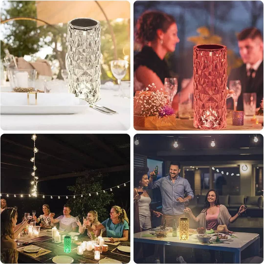 Sunshine Smile Crystal Diamond Table Lamp, RGB Colour Changing Night Light, USB Rechargeable Acrylic Crystal Lamp