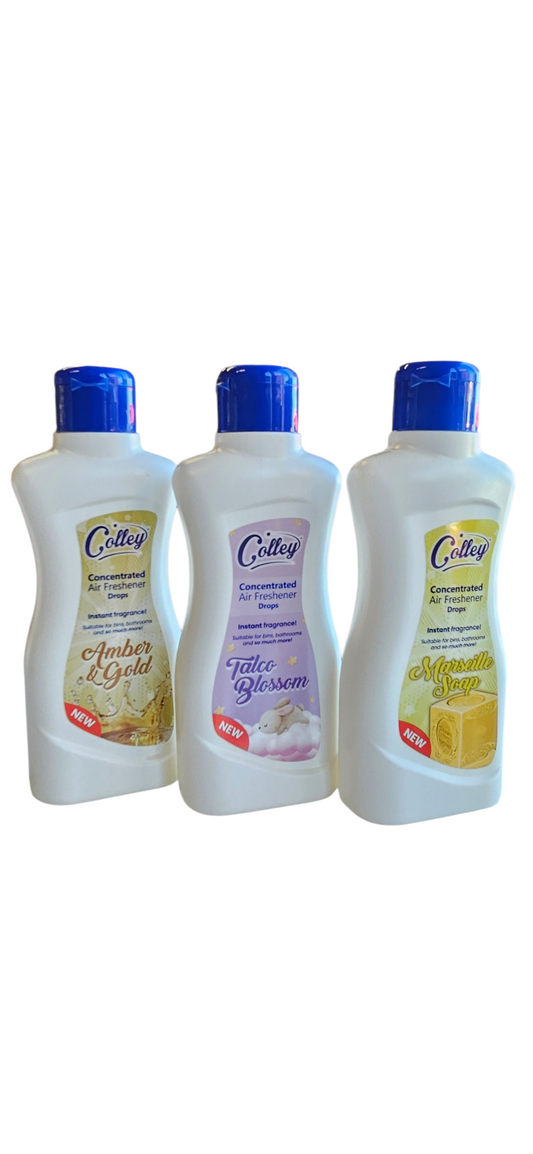 Colley Concentrated Air Freshener Drops Mixed Bundle Of 3. Talco Blossom, Marcella And Amber And Gold