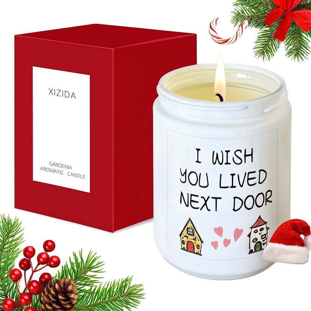 "I wish you lived next door" Candle In Gift Box