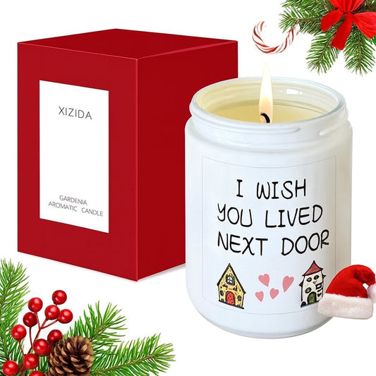 "I wish you lived next door" Candle In Gift Box