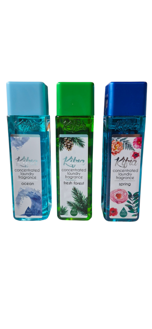 Kifra Concentrated Laundry Fragrance Bundle includes Ocean, Fresh Forest And Spring Scents