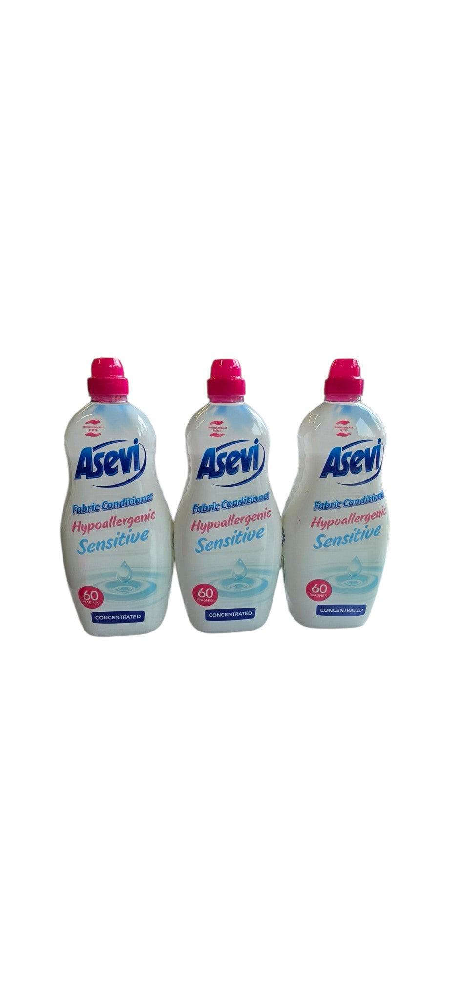 Asevi Sensitive Triple Bundle - Hypoallergenic Fabric Conditioner 60 Uses Each - Concentrated Formula for Sensitive Skin