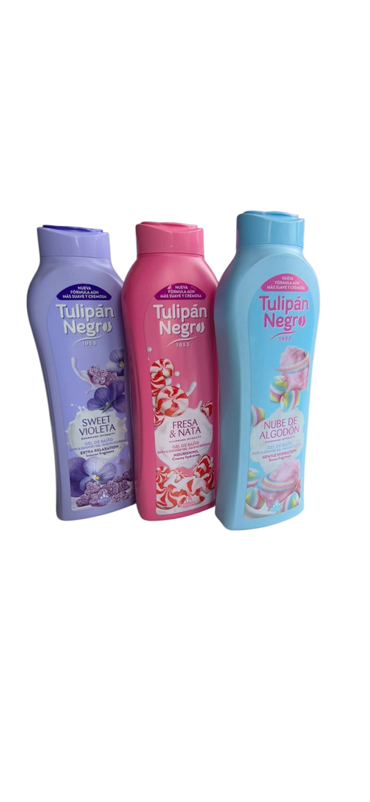 Tulipan Shower Gel Bundle Of 3 - Strawberries And Cream, Sweet Violet And Marshmallow