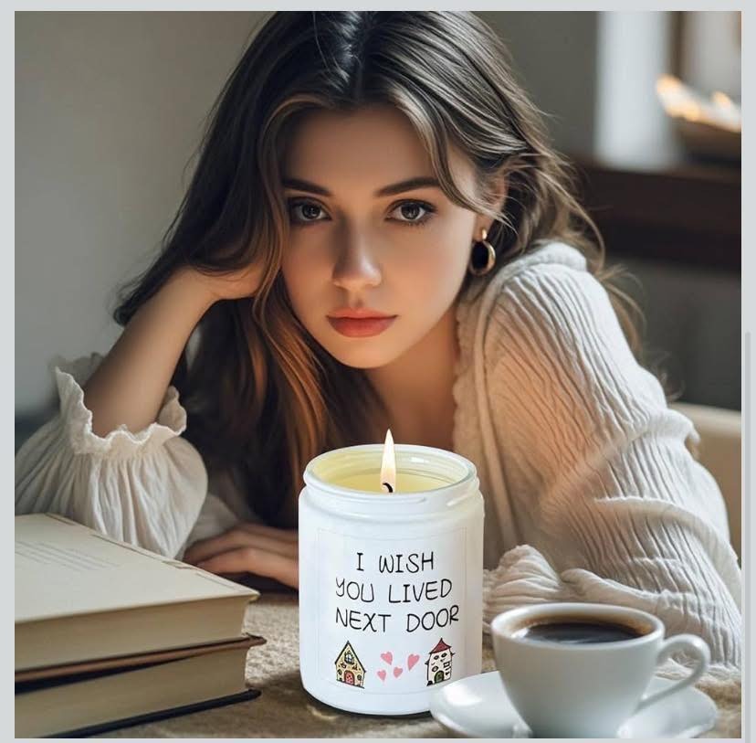 "I wish you lived next door" Candle In Gift Box